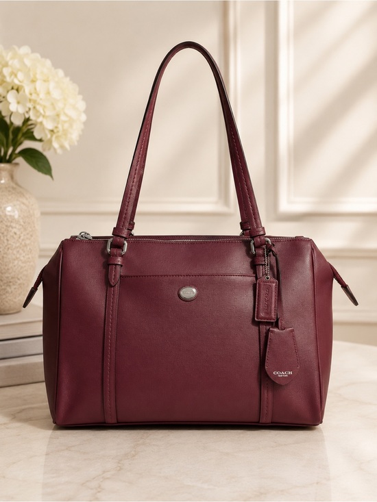 Coach Handbags - Coach Madison Saffiano Leather Carryall Tote Satchel Burgundy Oxblood F25669